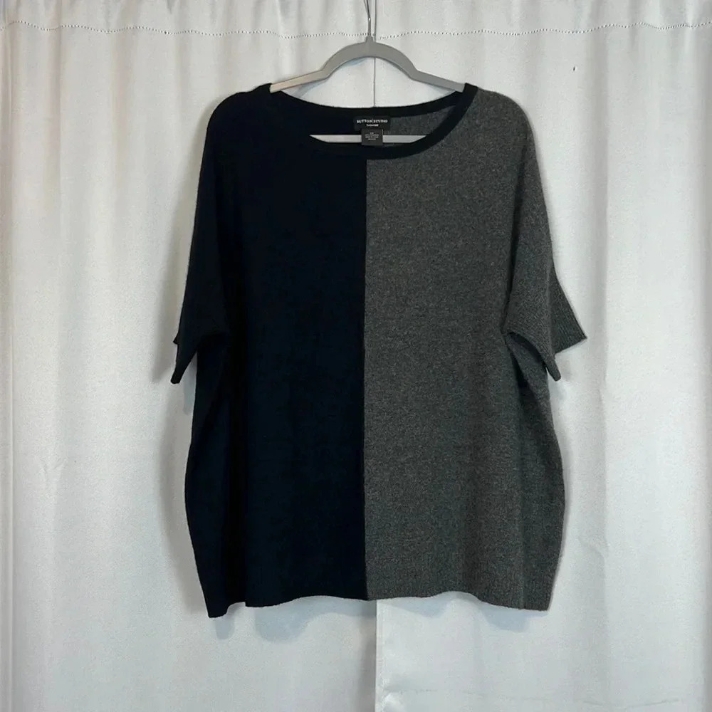 SUTTON‎ STUDIO 100% Cashmere Boxy Pullover Sweater Size S/M